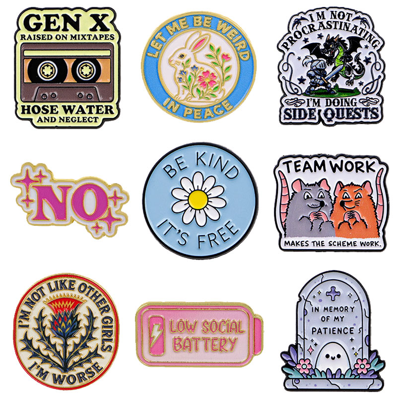Women Accessories Quotes - Enamel Pins Rabbit Daisy Quotes Brooches