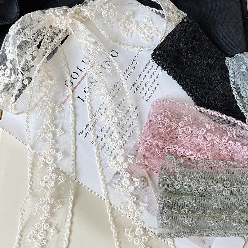 Women Accessories Bouquet - 1 Yard Floral Embroidered Lace Ribbon