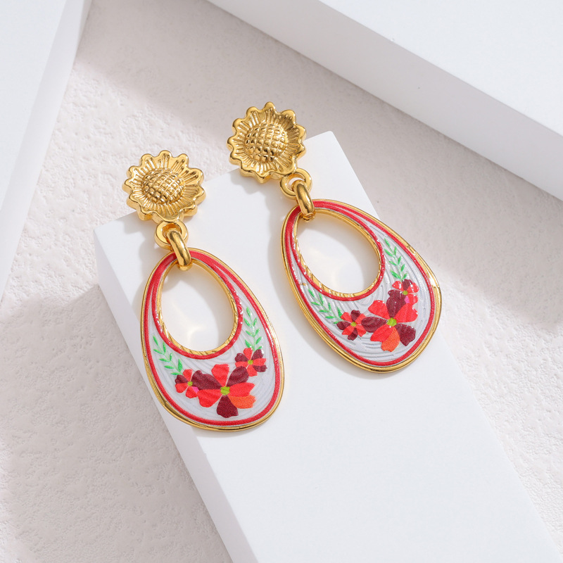Women Accessories Dropshipping - Ethnic Style Red Floral Pattern Water