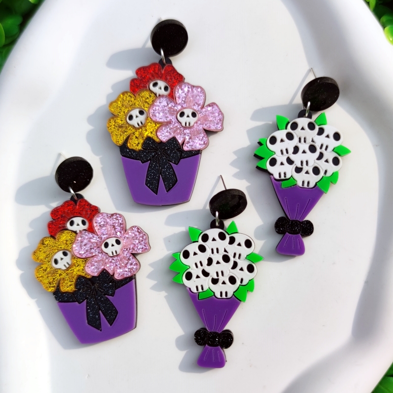 Women Accessories Bouquet - KUGUYS Halloween Skull Skeleton Bouquet Acrylic
