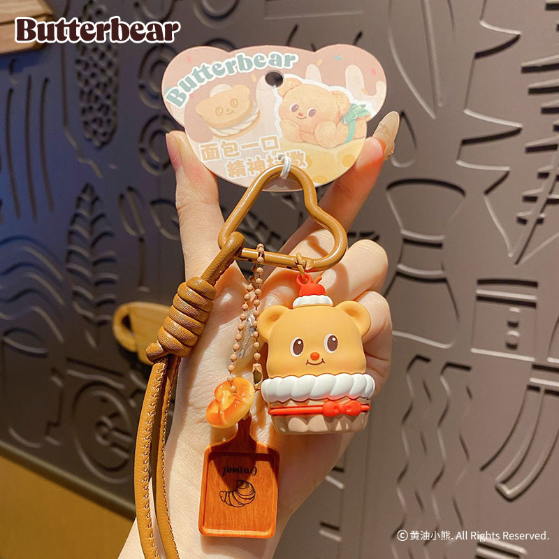 Butter Yellow Women'S Accessories - Cartoon Butter Bear Gourmet Keychain Cute