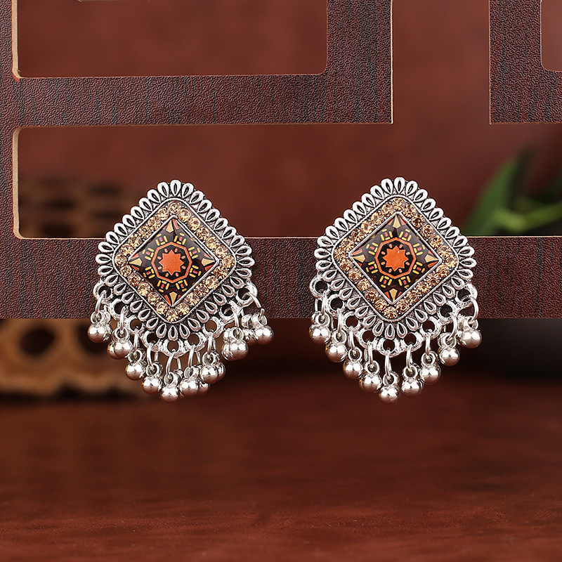 Vintage Ethnic Silver Color Sq - Tassel Earrings Boho recension och pris
