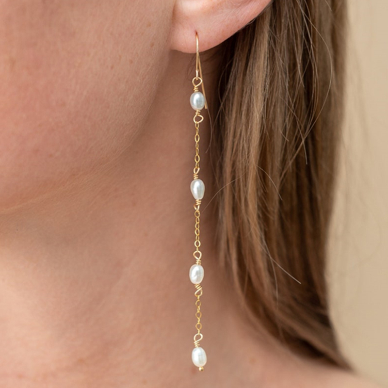 14K Gold Filled Natural Pearl  - Tassel Earrings Boho recension och pris