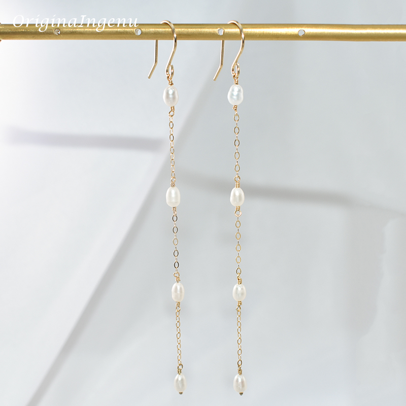 14K Gold Filled Natural Pearl  - Tassel Earrings Boho recension och pris