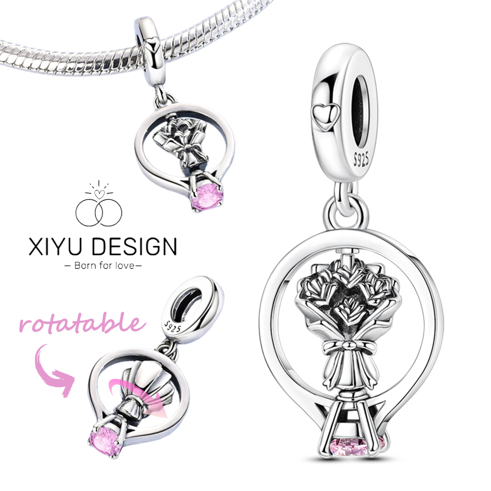 925 Silver Charm Bead Rotatabl - Women Accessories Bouquet recension och pris