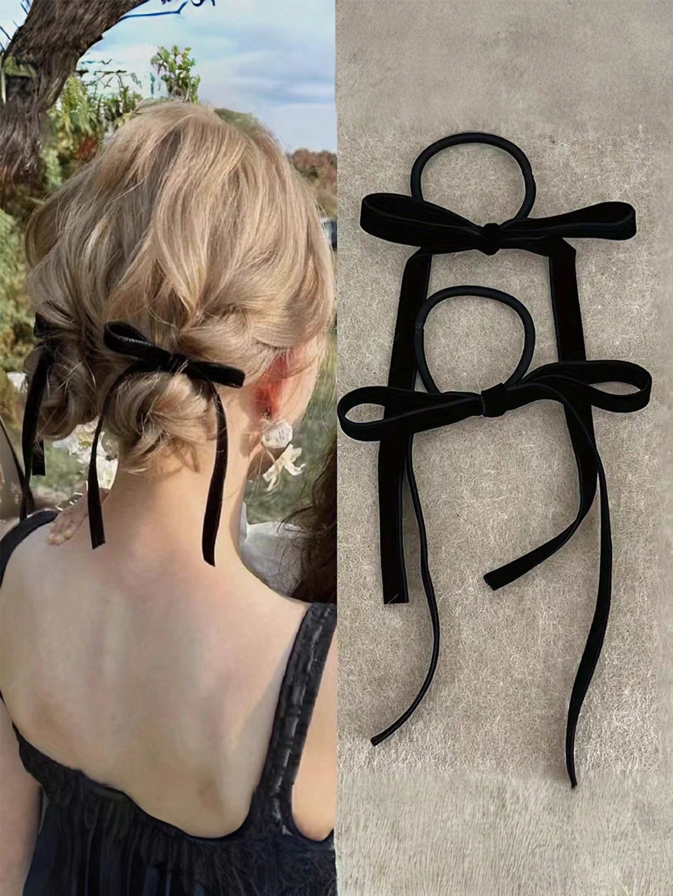 2/8pcs Fashion Black Velvet Bo - Hair Tie Velvet recension och pris