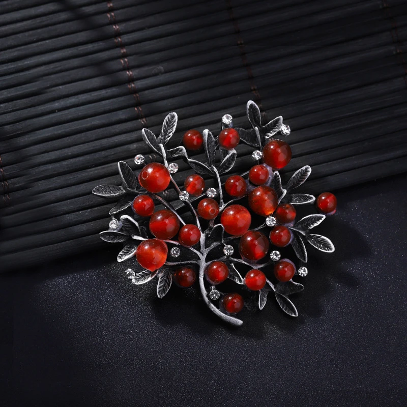 Red Rhinestone Trees Brooch Na - Women Accessories Bouquet recension och pris