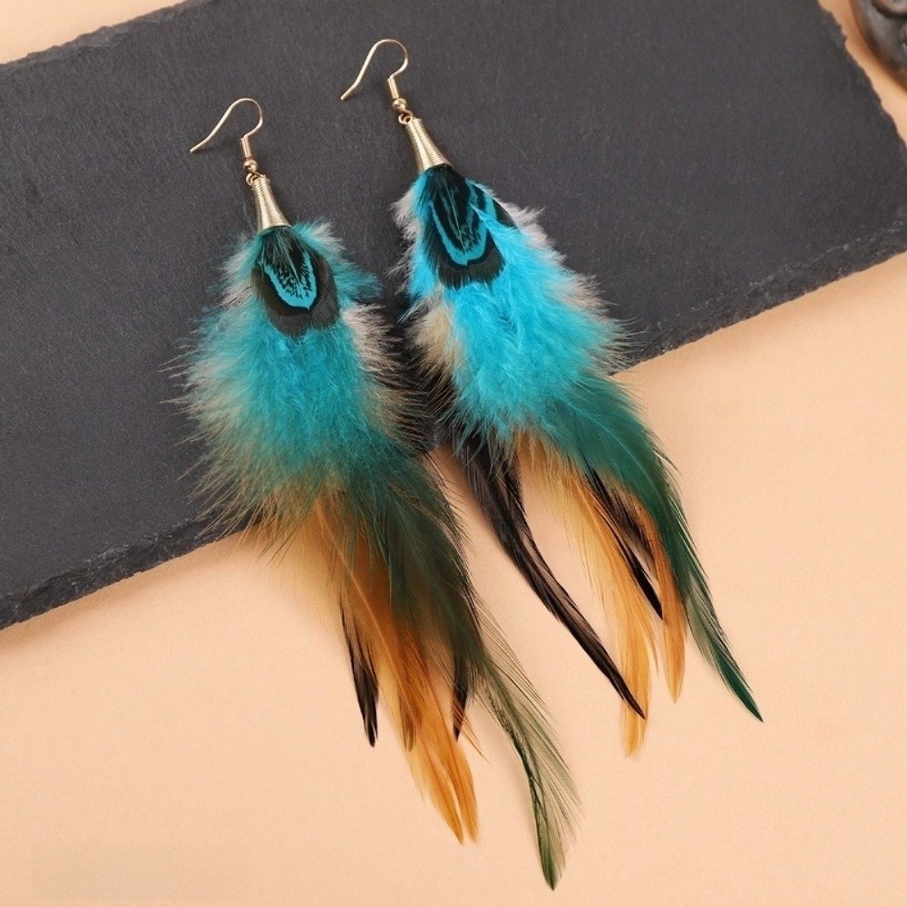 Unique Boho Long Feather Dangl - Tassel Earrings Boho recension och pris